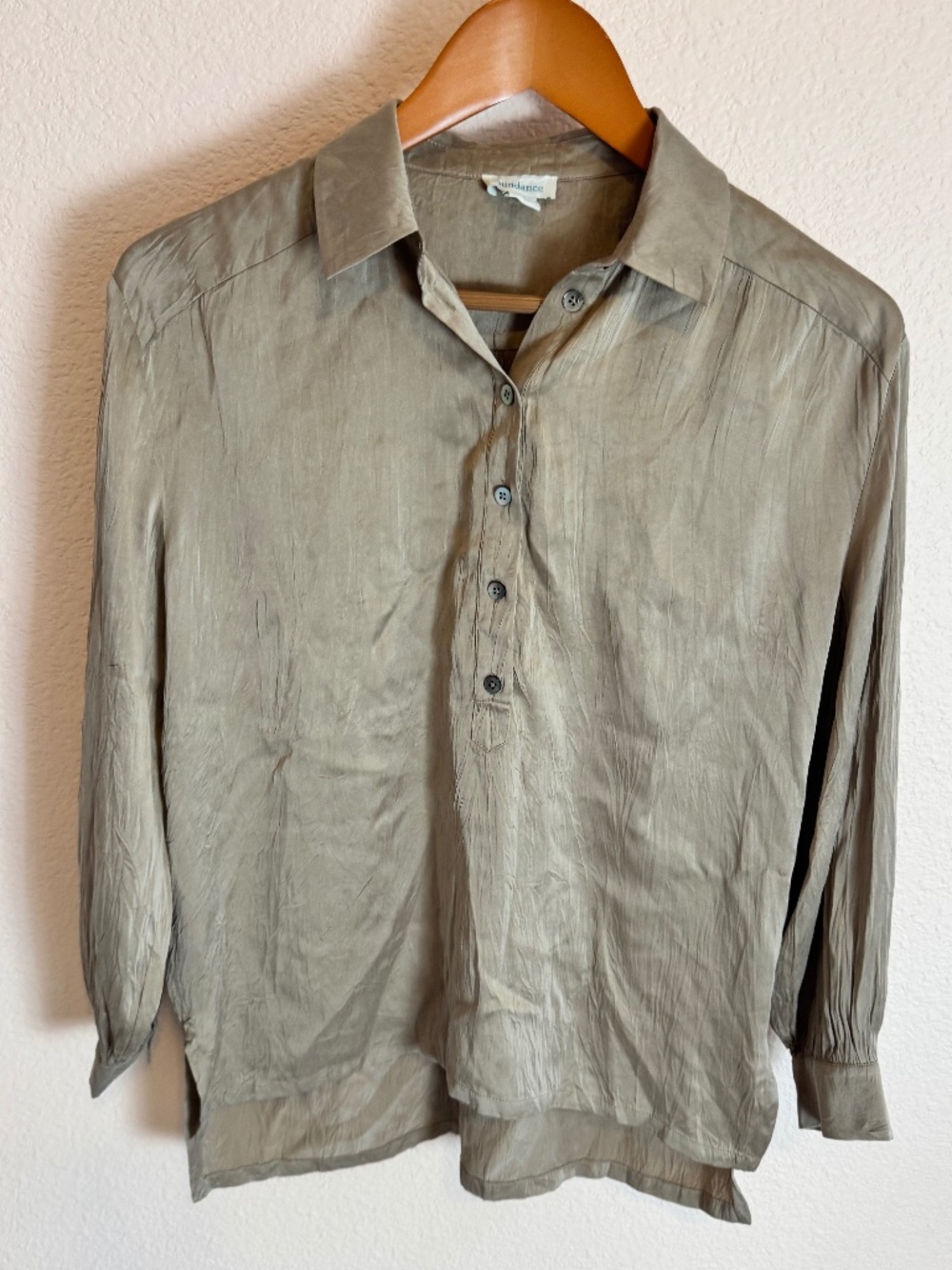 Sundance 100% Silk Tunic Taupe Top PS